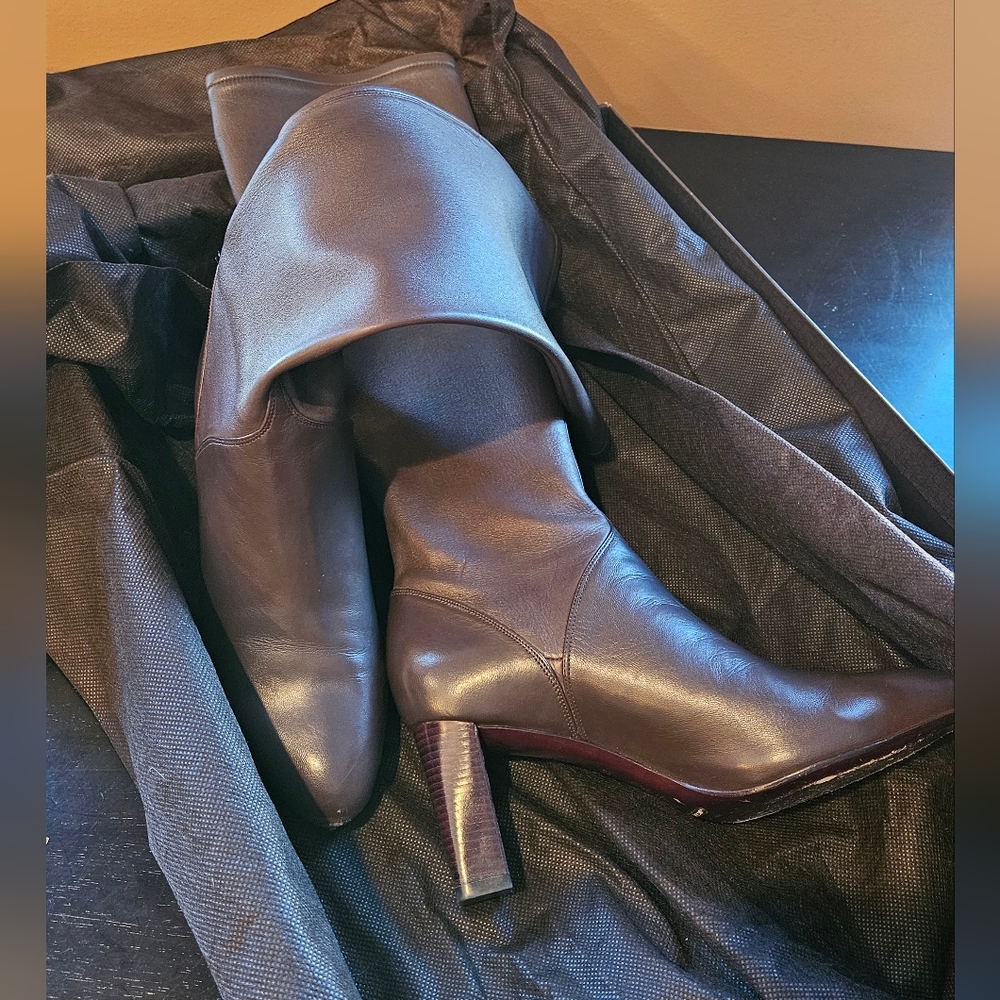 Cole Haan Joana Air Tall Boot, dark chocolate stretch Napa leather, size 9